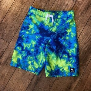 Boys Abercrombie Blue & Green Tie-Dye Swim Board-shorts NWOT